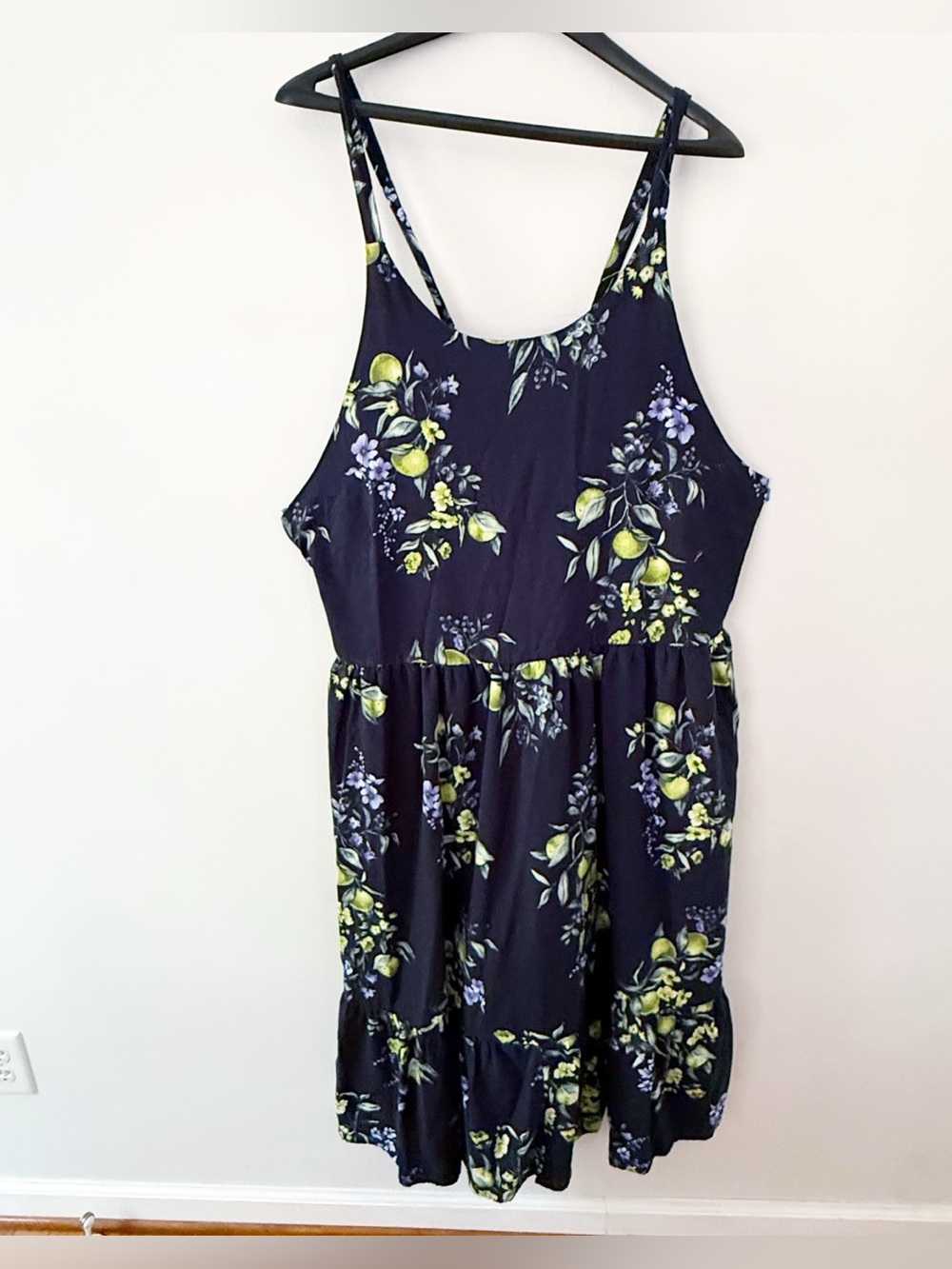 Time & Tru Women Lemon Lime Floral Sleeveless Dress Size XXXL 22 Feminine Casual